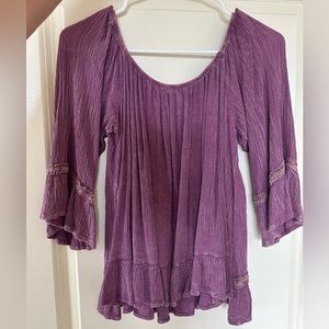 Altar’s State purple off the shoulder top. Size L